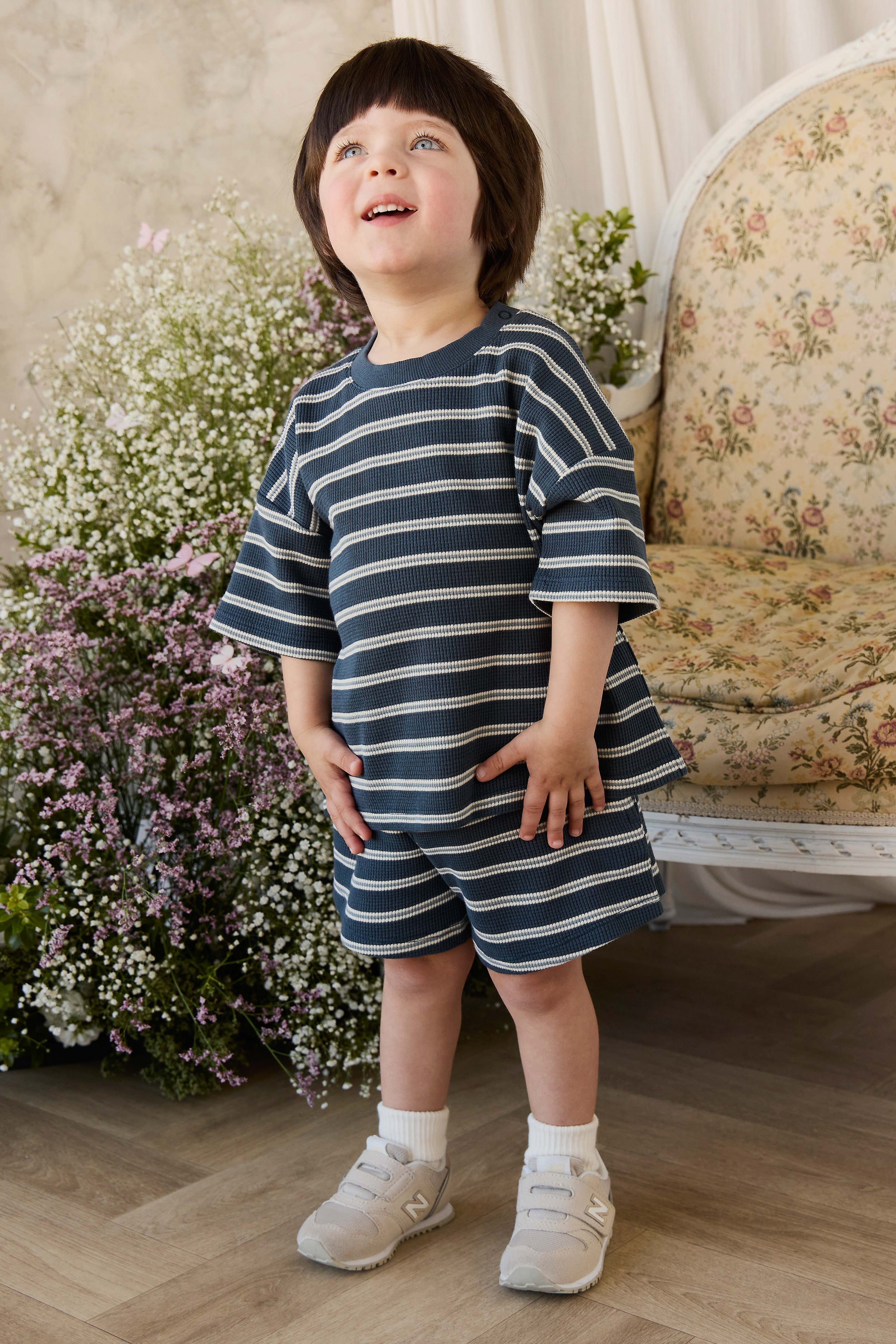 Organic Cotton Waffle Leith Short - Dreamer Stripe Captain