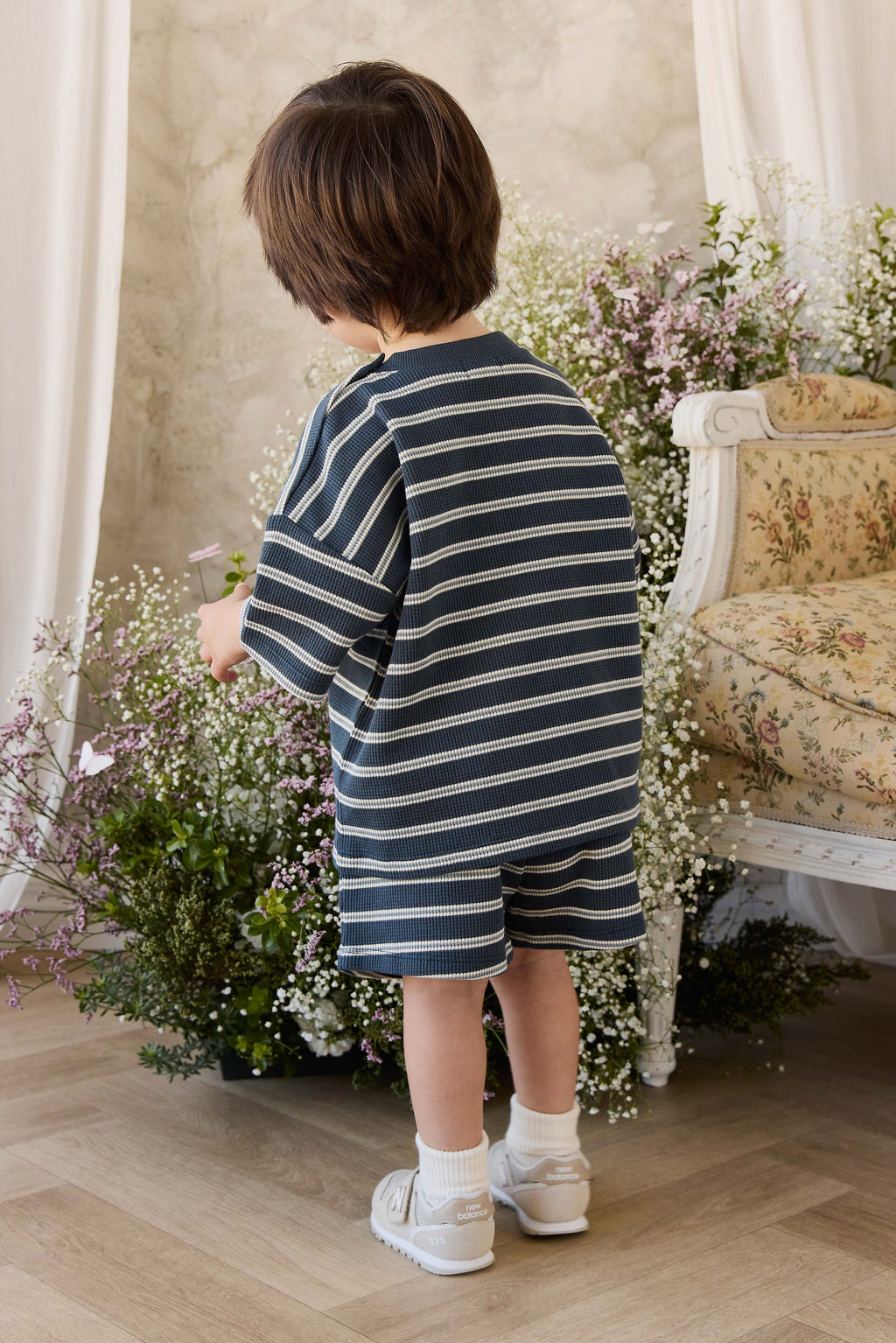 Organic Cotton Waffle Leith Tee - Dreamer Stripe Captain