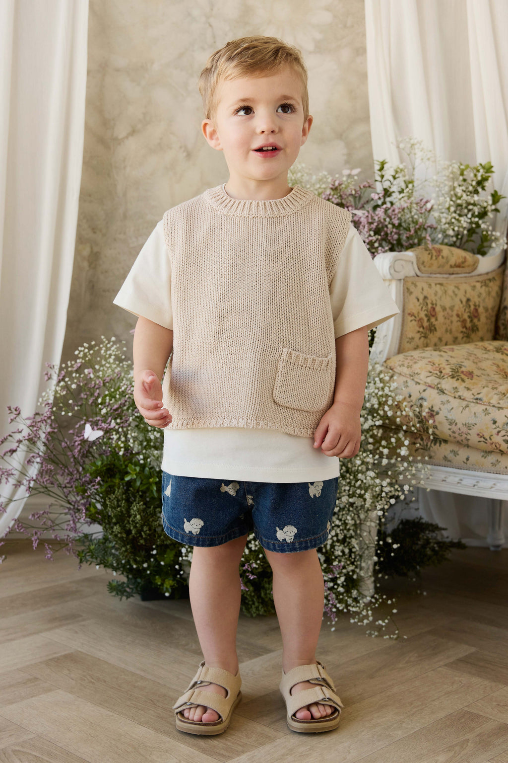 Drew Knit Vest - Vintage Linen
