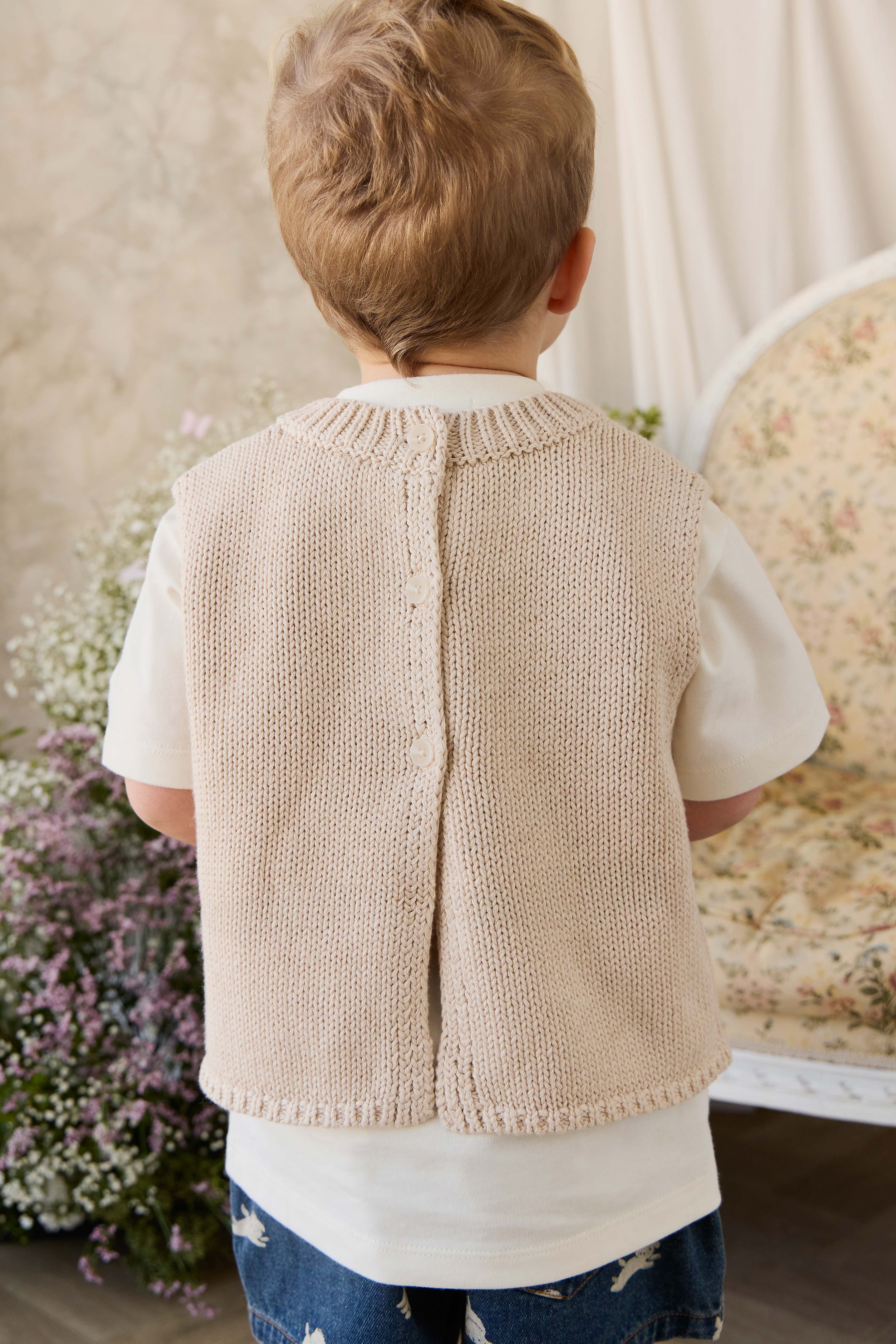 Drew Knit Vest - Vintage Linen