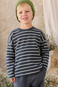 Organic Cotton Waffle Leith Long Sleeve Top - Dreamer Stripe Captain