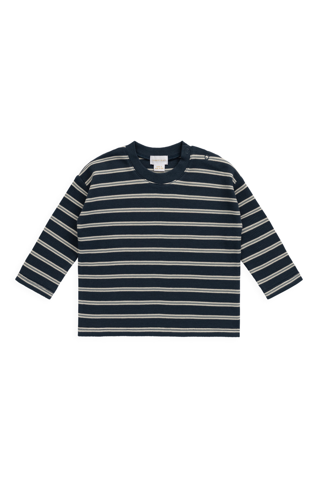 Organic Cotton Waffle Leith Long Sleeve Top - Dreamer Stripe Captain