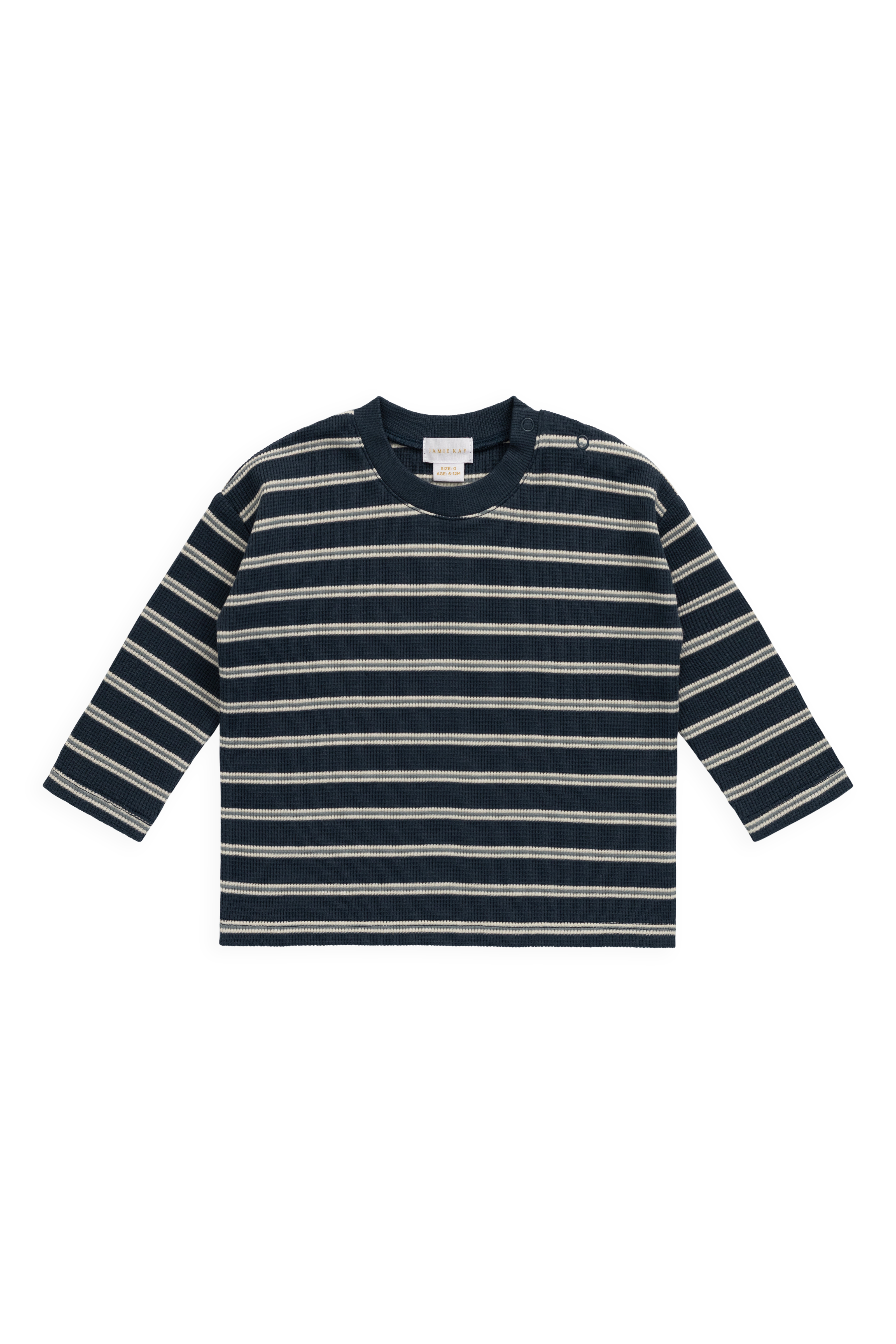 Organic Cotton Waffle Leith Long Sleeve Top - Dreamer Stripe Captain