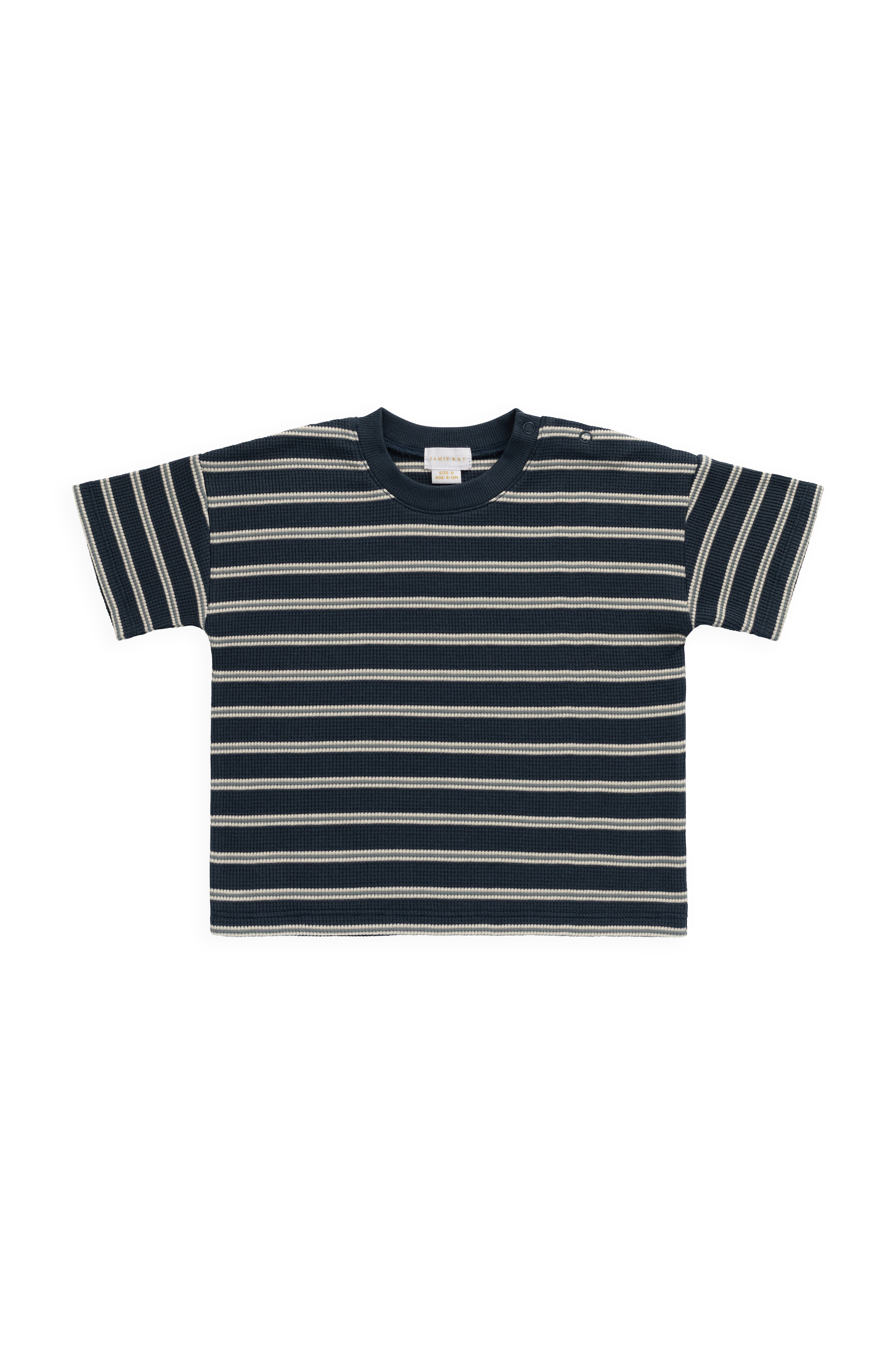 Organic Cotton Waffle Leith Tee - Dreamer Stripe Captain