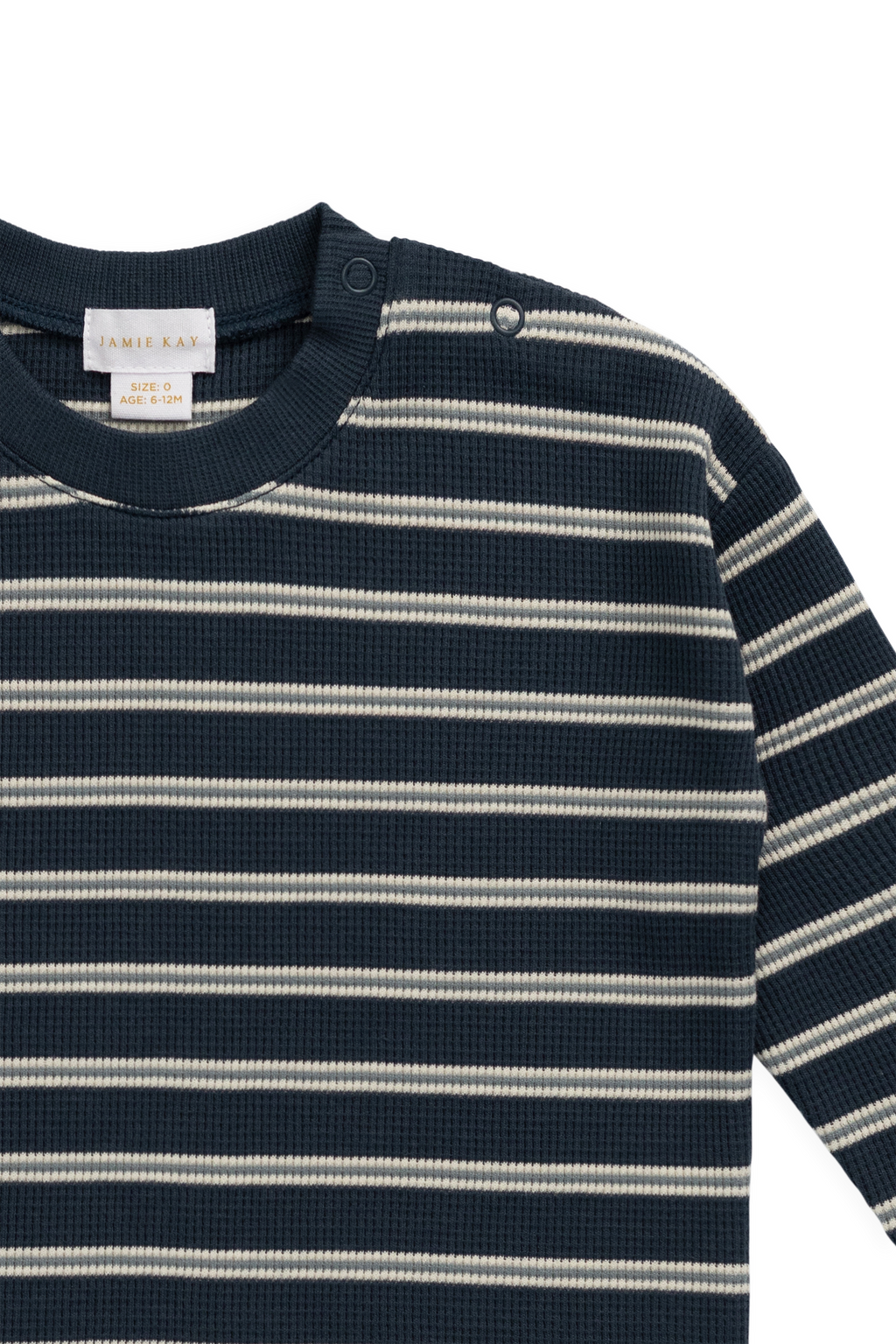 Organic Cotton Waffle Leith Long Sleeve Top - Dreamer Stripe Captain