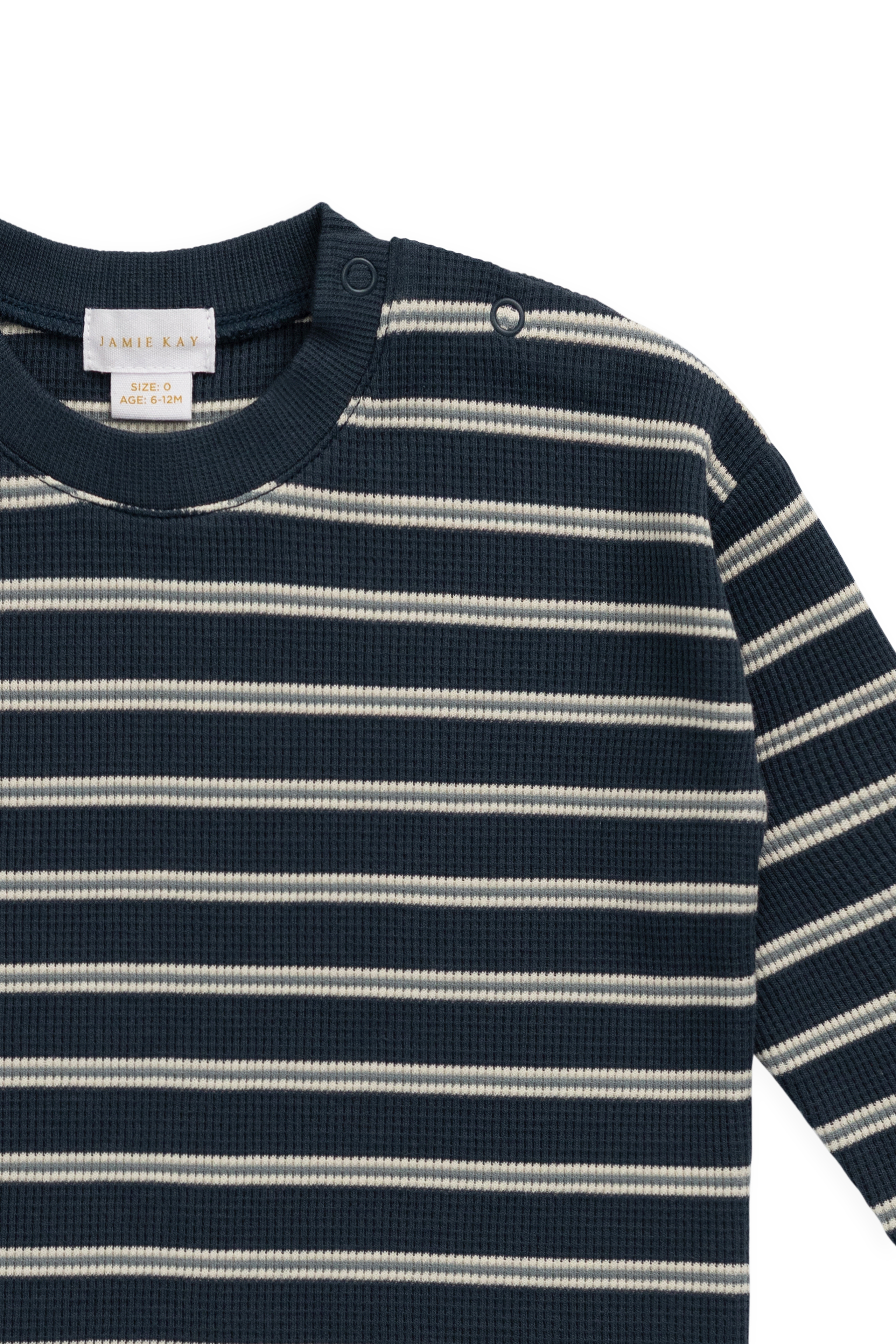Organic Cotton Waffle Leith Long Sleeve Top - Dreamer Stripe Captain