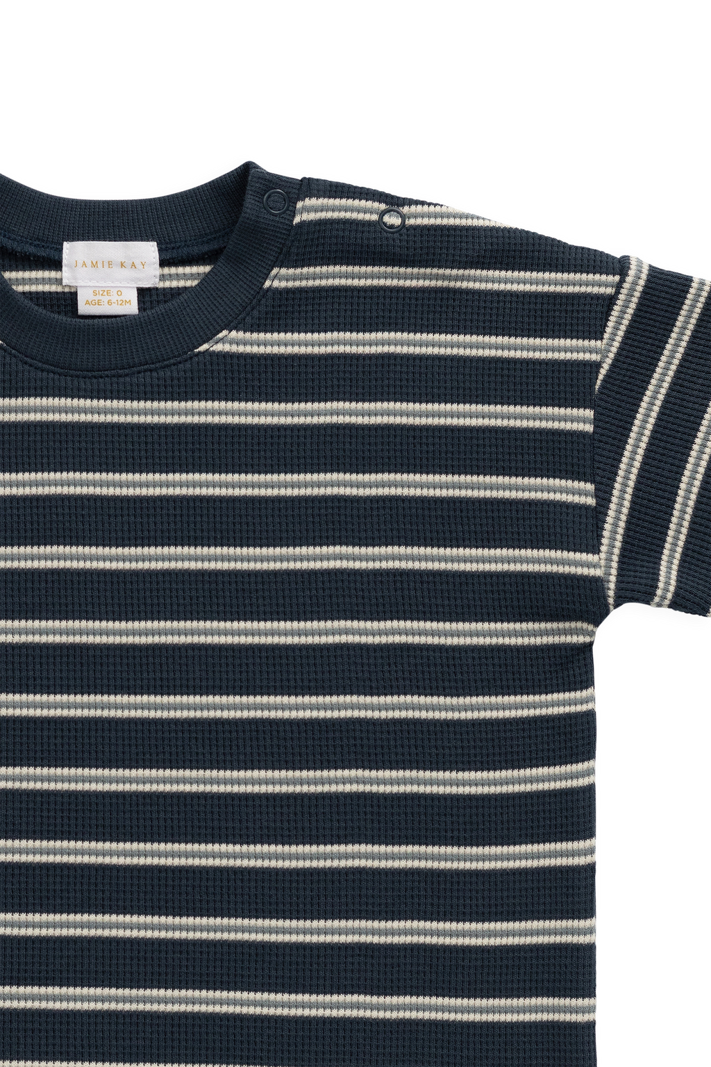 Organic Cotton Waffle Leith Tee - Dreamer Stripe Captain