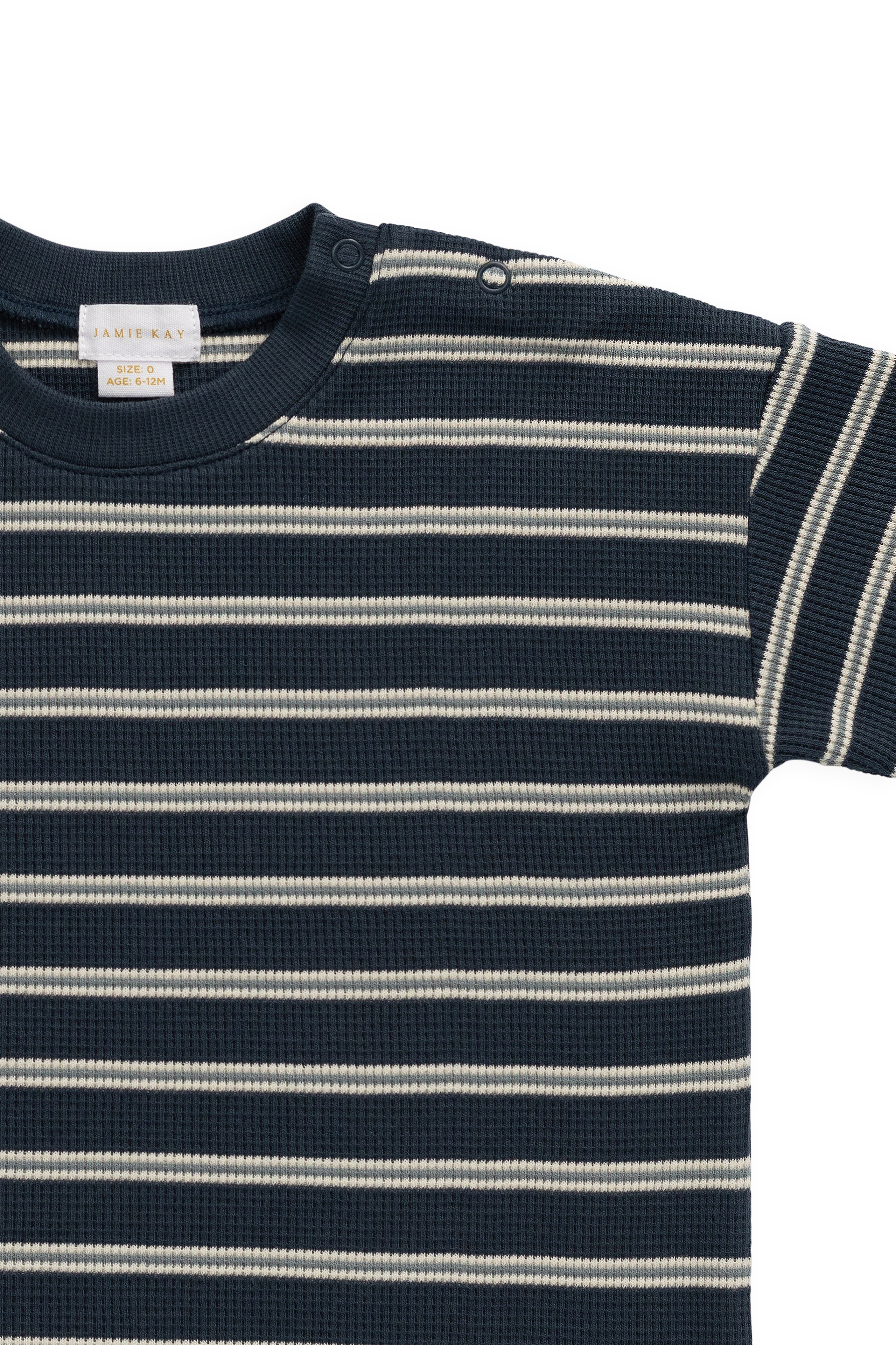 Organic Cotton Waffle Leith Tee - Dreamer Stripe Captain