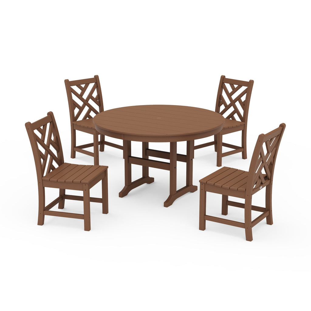 Chippendale 5-Piece Round Farmhouse Side Chair Dining Set