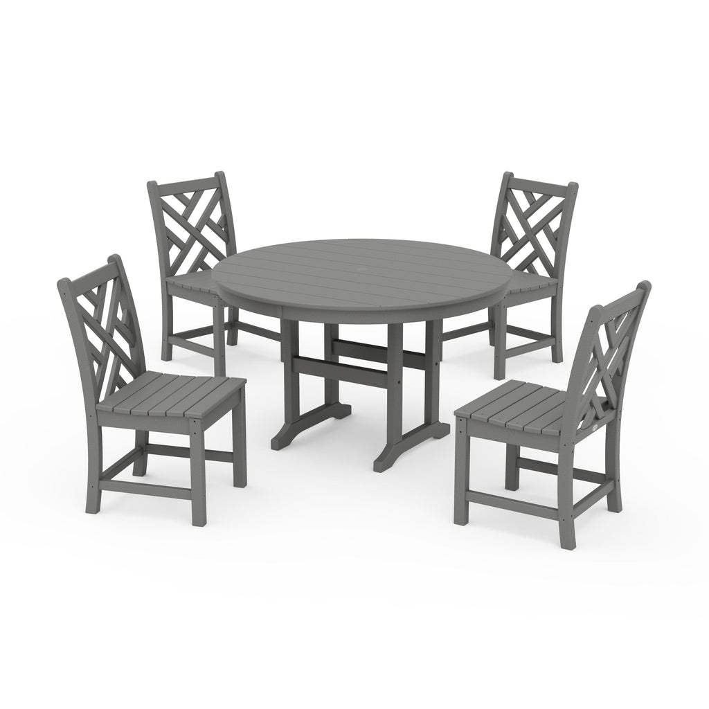 Chippendale 5-Piece Round Farmhouse Side Chair Dining Set
