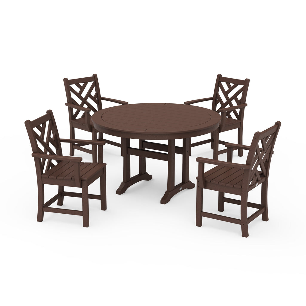 Chippendale 5-Piece Nautical Trestle Dining Arm Chair Set