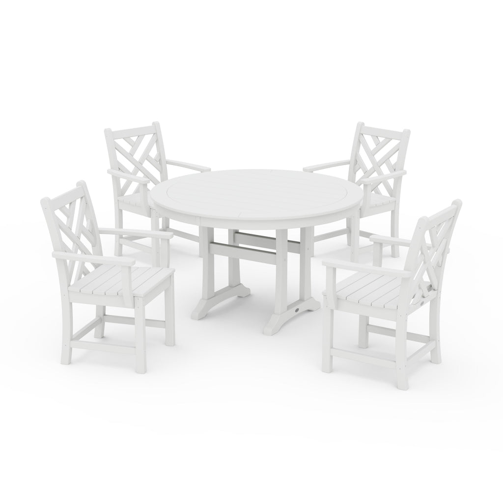 Chippendale 5-Piece Nautical Trestle Dining Arm Chair Set