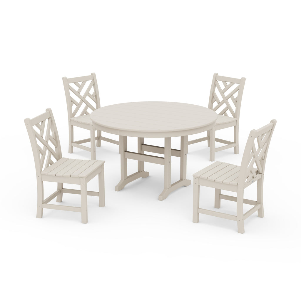 Chippendale 5-Piece Round Farmhouse Side Chair Dining Set
