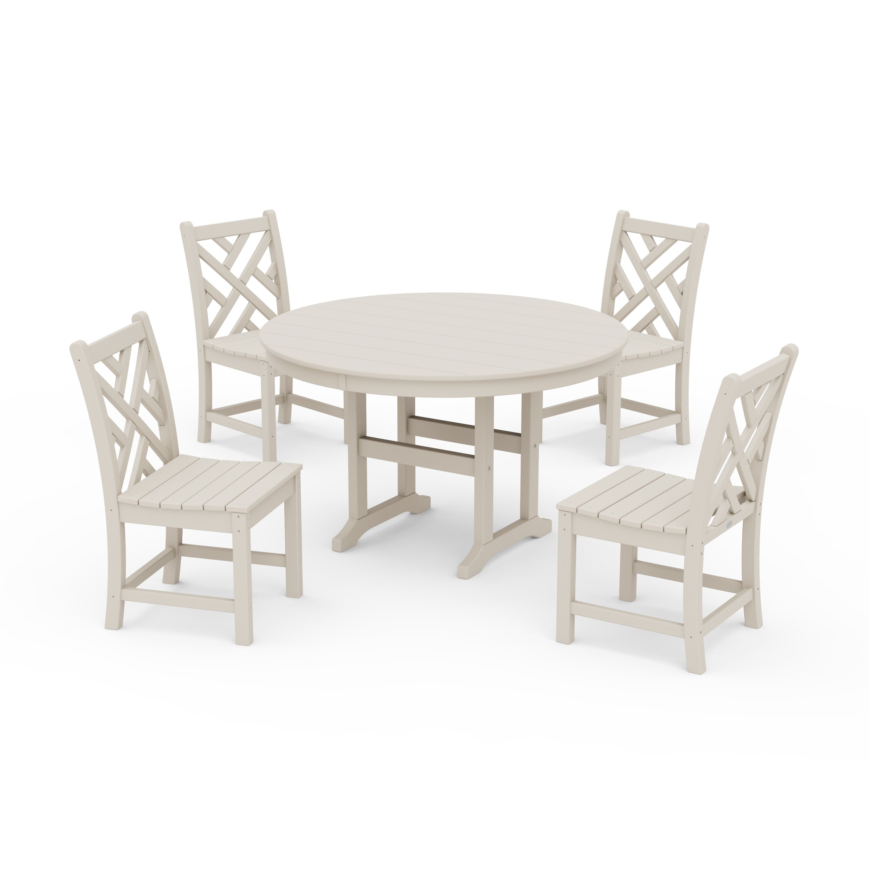 Chippendale 5-Piece Round Farmhouse Side Chair Dining Set