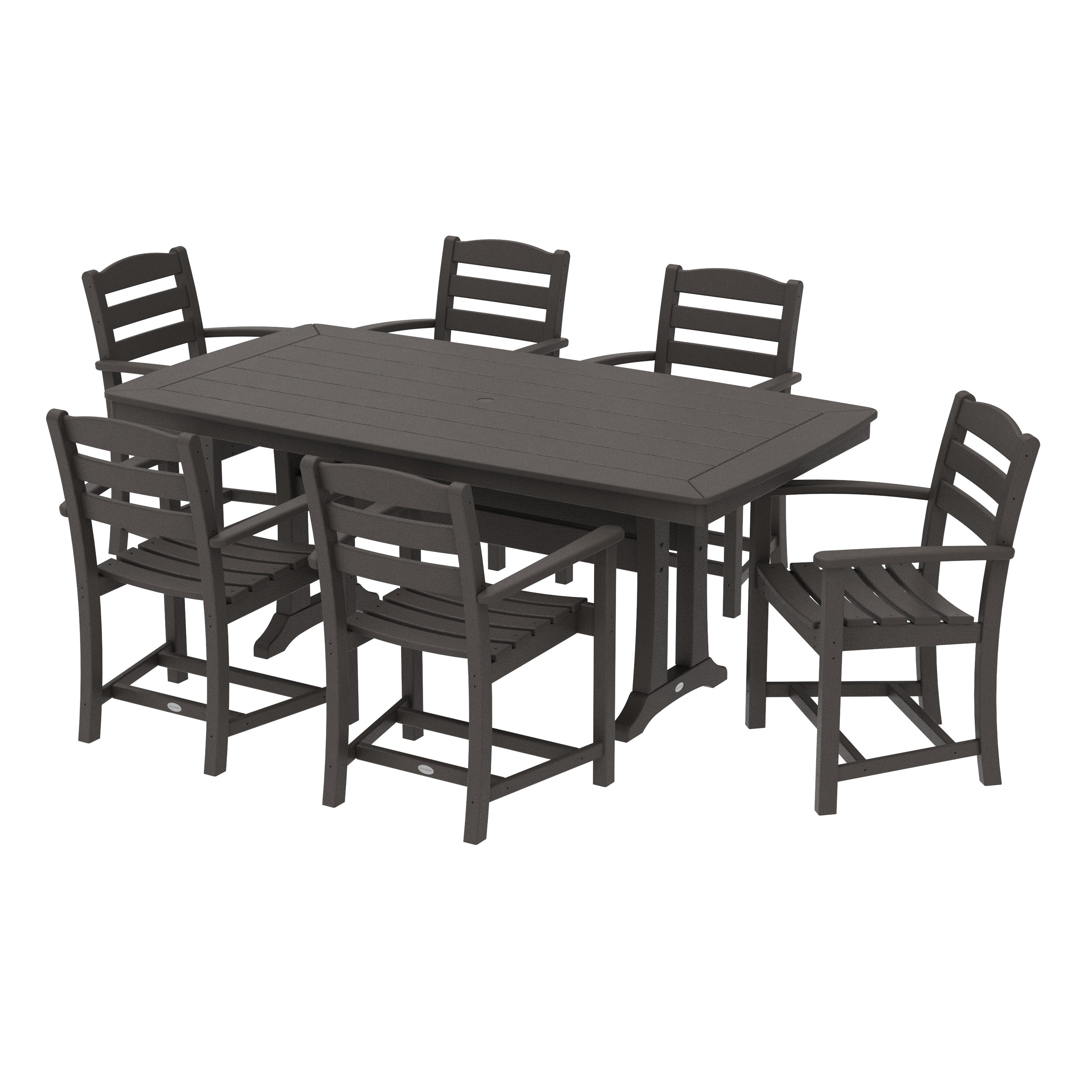 La Casa Café 7-Piece Arm Chair Dining Set with Trestle Legs