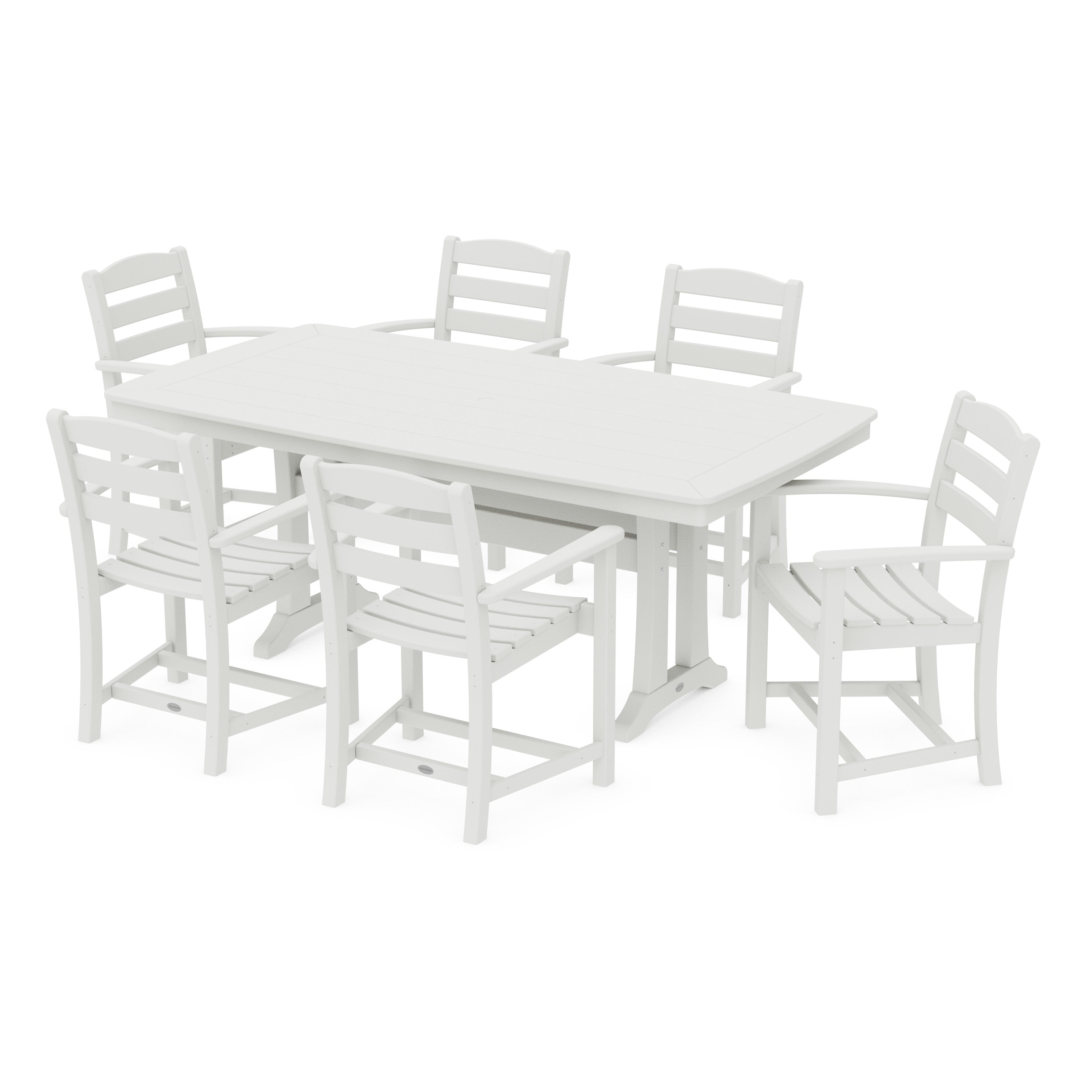 La Casa Café 7-Piece Arm Chair Dining Set with Trestle Legs
