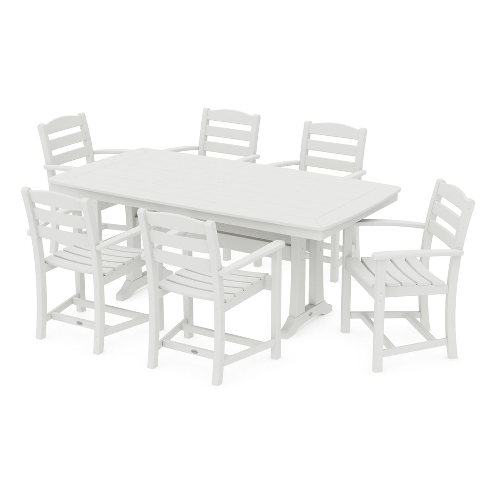 La Casa Café 7-Piece Arm Chair Dining Set with Trestle Legs