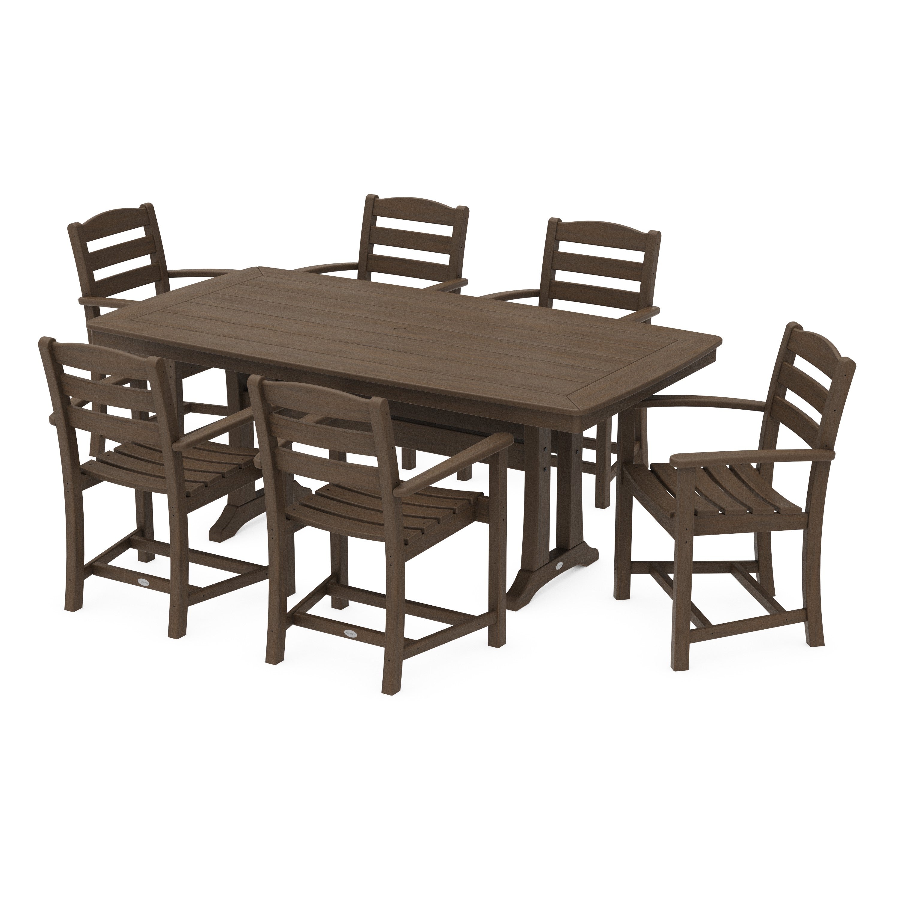 La Casa Café 7-Piece Arm Chair Dining Set with Trestle Legs
