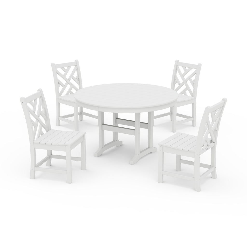 Chippendale 5-Piece Round Farmhouse Side Chair Dining Set