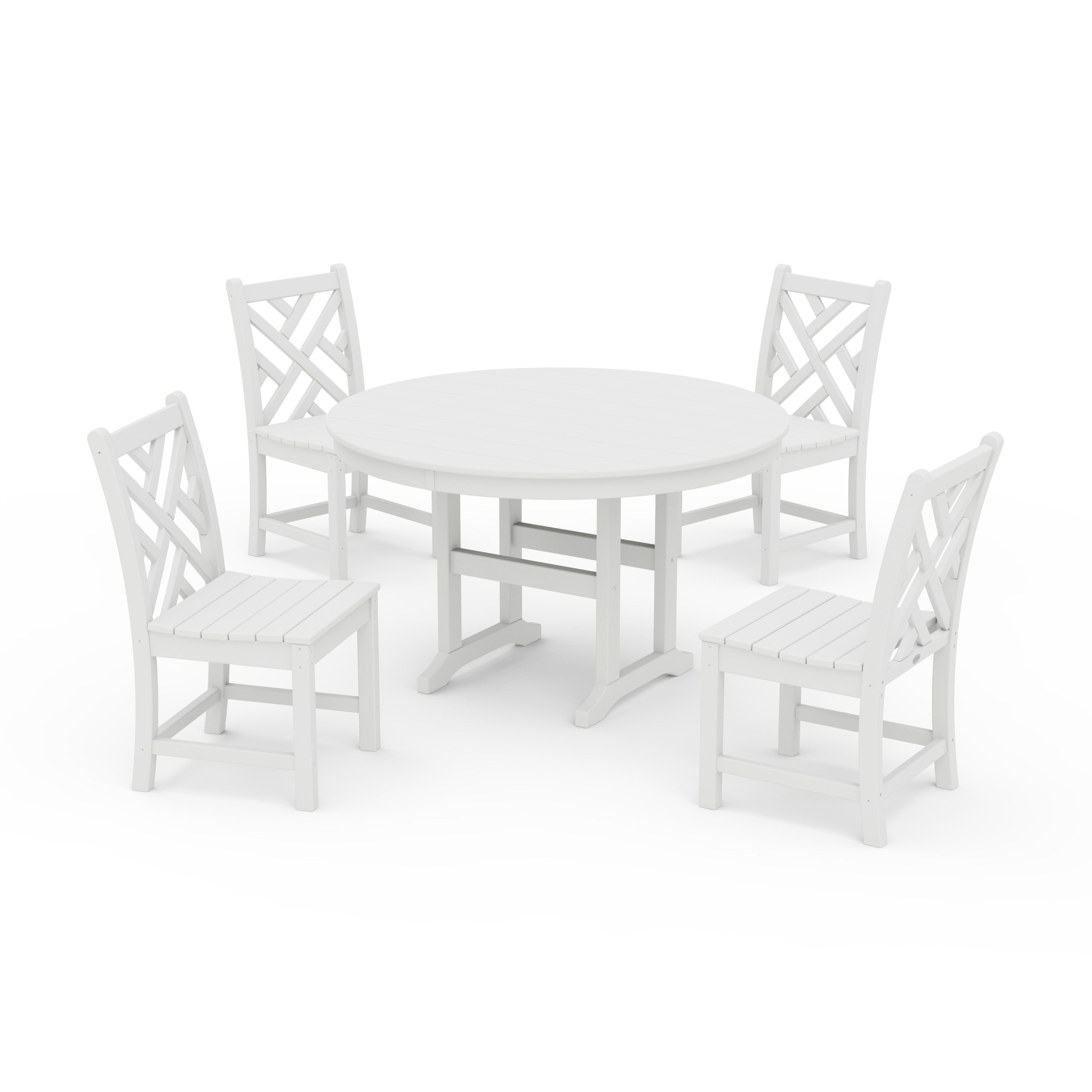 Chippendale 5-Piece Round Farmhouse Side Chair Dining Set