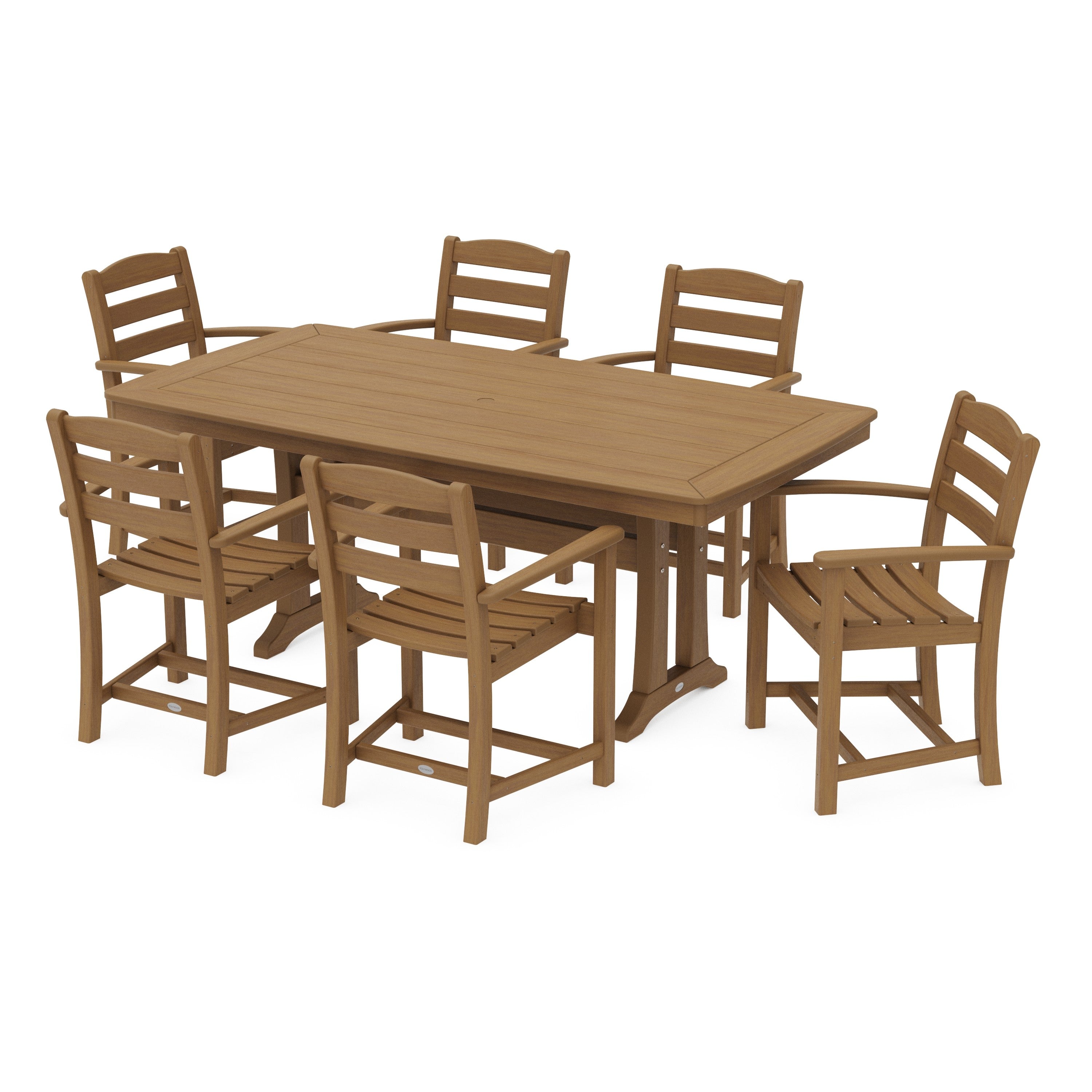 La Casa Café 7-Piece Arm Chair Dining Set with Trestle Legs